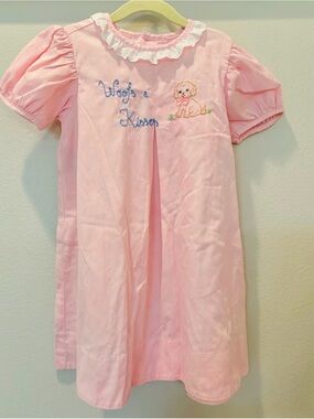 Pink Embroidered Puppy Nightgown for Girls